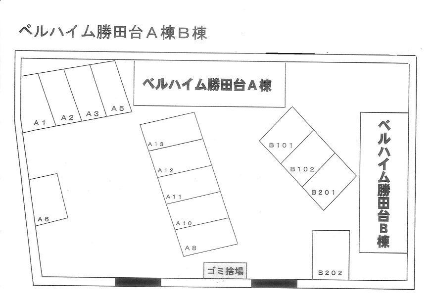 ベルハイム勝田台駐車場の駐車配置図