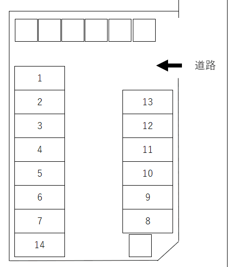 五月町駐車場(三和土地建物)の駐車配置図