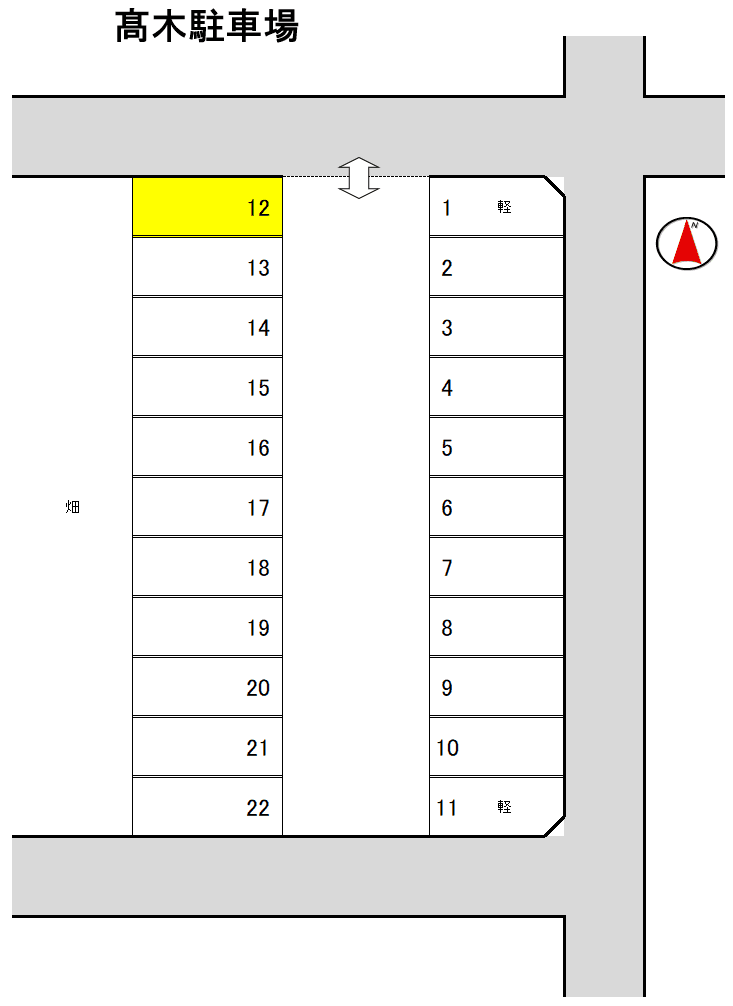 髙木駐車場の駐車配置図