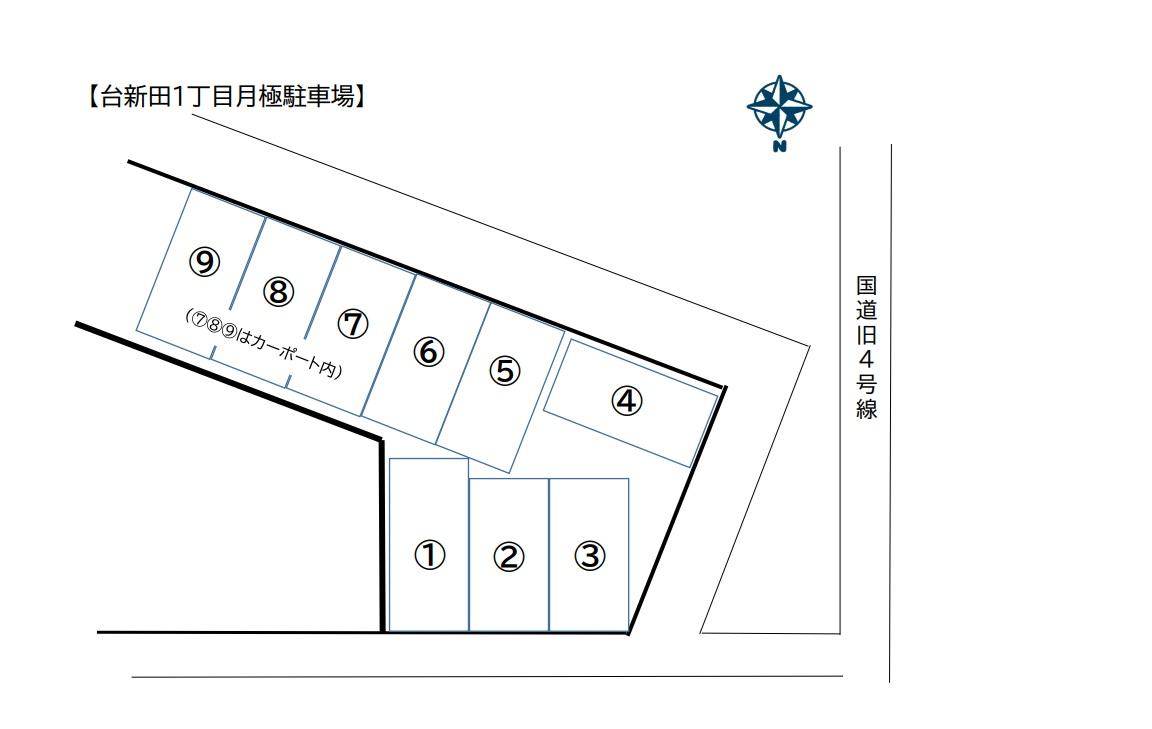 台新田1丁目月極駐車場の駐車配置図