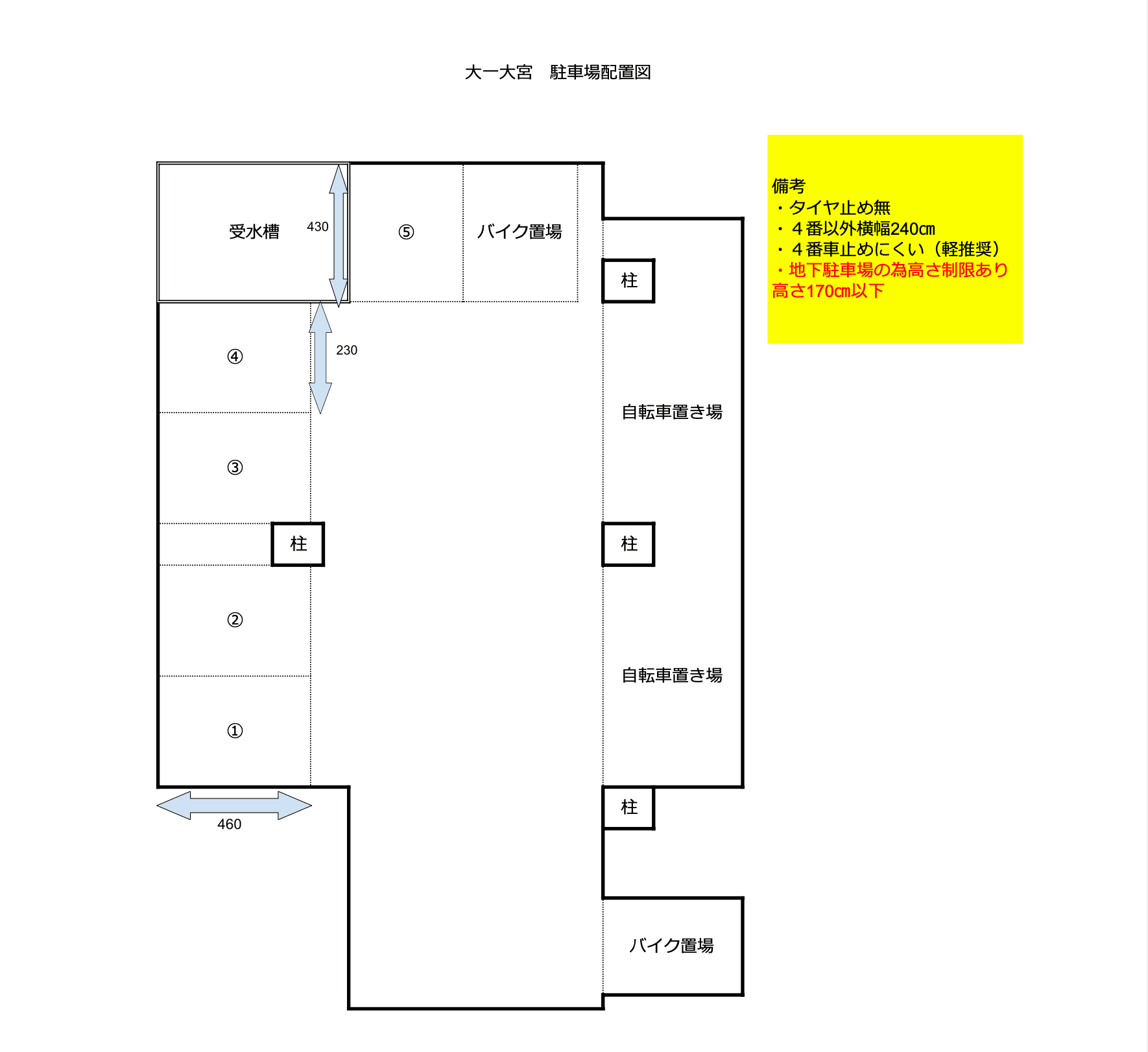 大一大宮マンションの駐車配置図