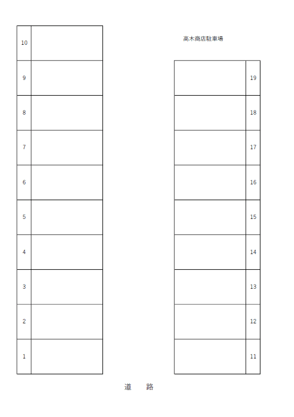 高木商店駐車場の駐車配置図