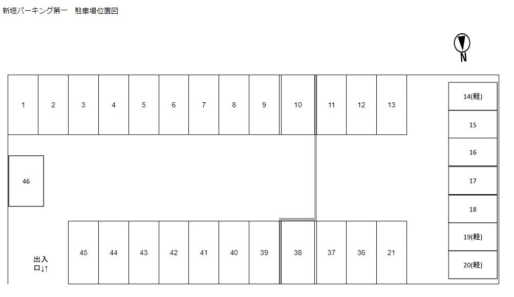新垣パーキング第一Bの駐車配置図