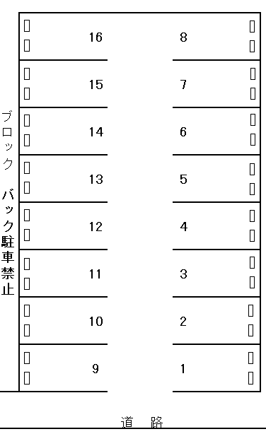 若葉町月極駐車場の駐車配置図
