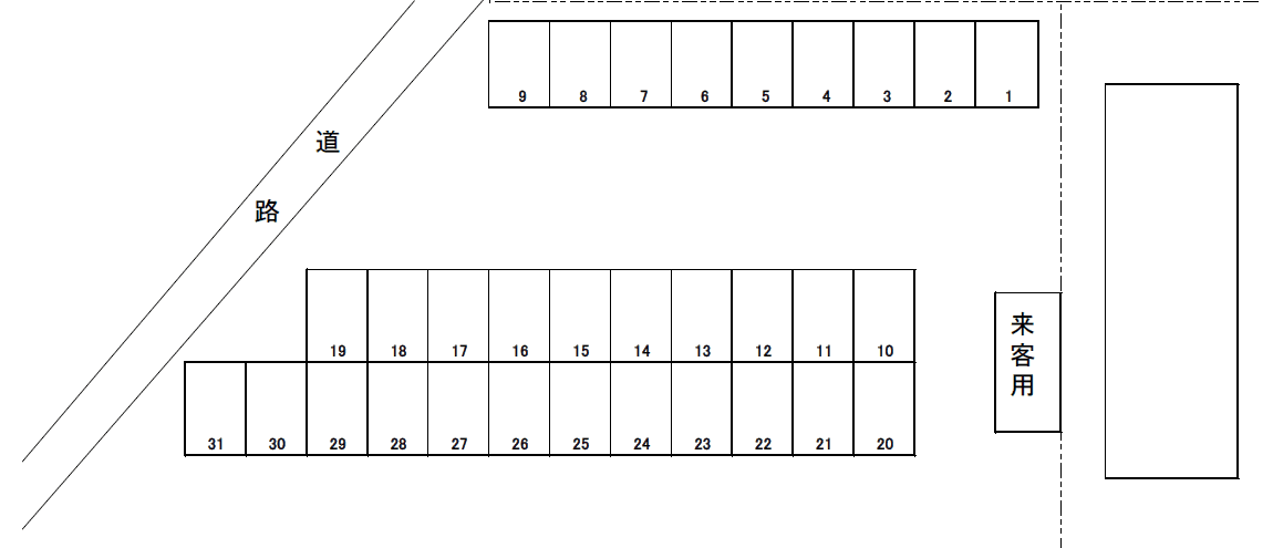 こだまパーキングの駐車配置図