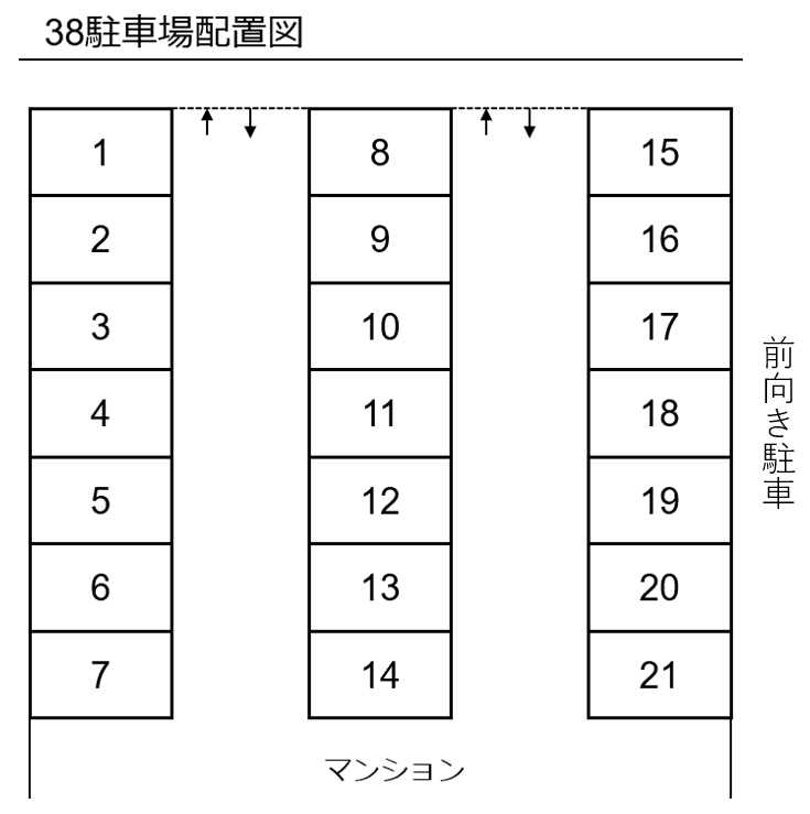 第38駐車場の駐車配置図