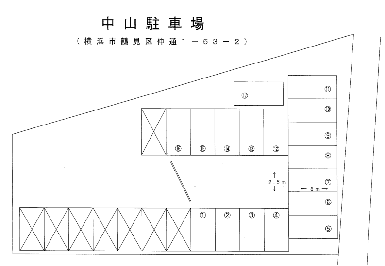 中山駐車場の駐車配置図