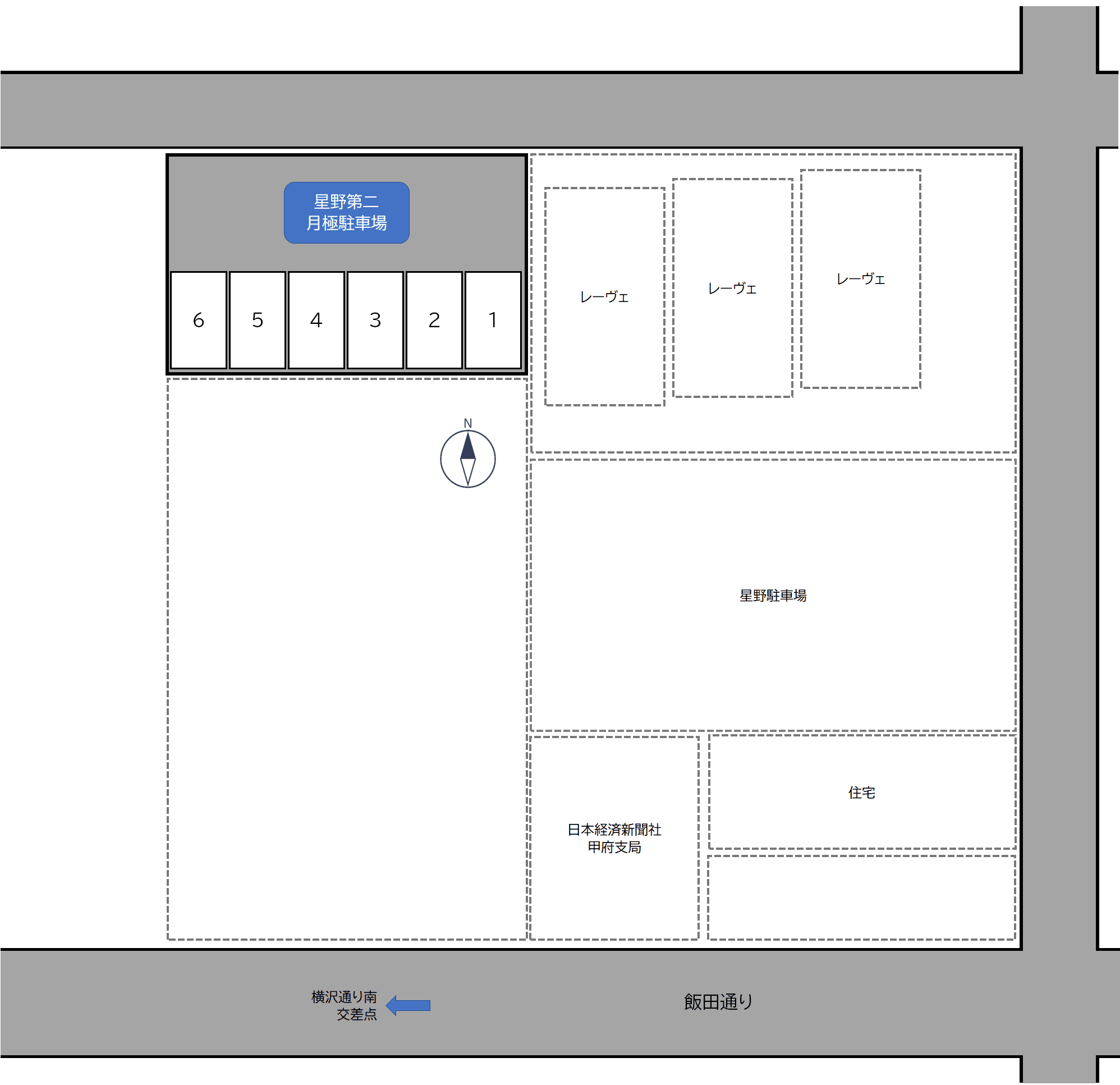 星野第二月極駐車場の駐車配置図