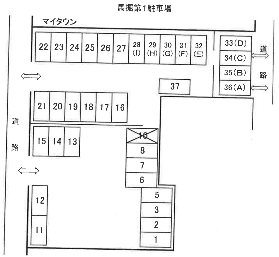 馬堀第1駐車場の駐車配置図