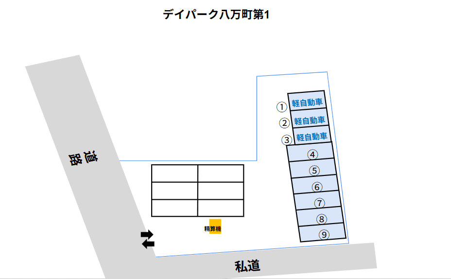 デイパーク八万町第1の駐車配置図