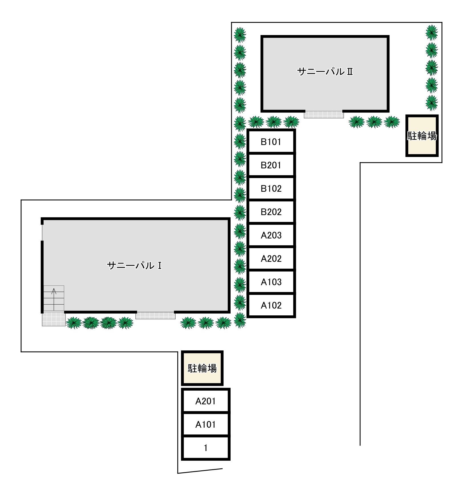 サニーパルⅠ・Ⅱの駐車配置図