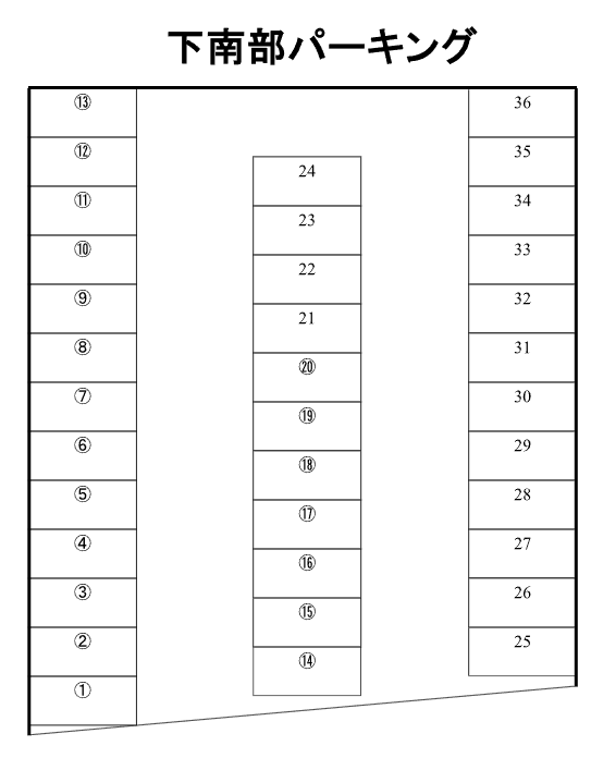 下南部パーキングの駐車配置図