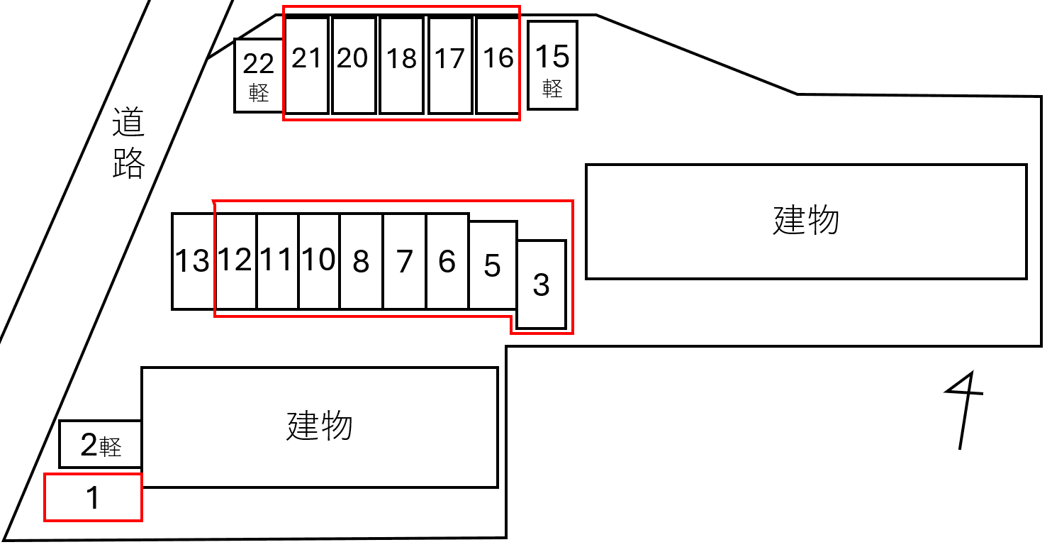 HANAガーデンAの駐車配置図