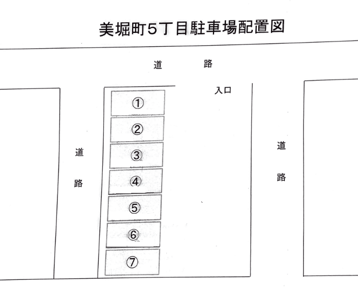 美堀町5丁目駐車場の駐車配置図