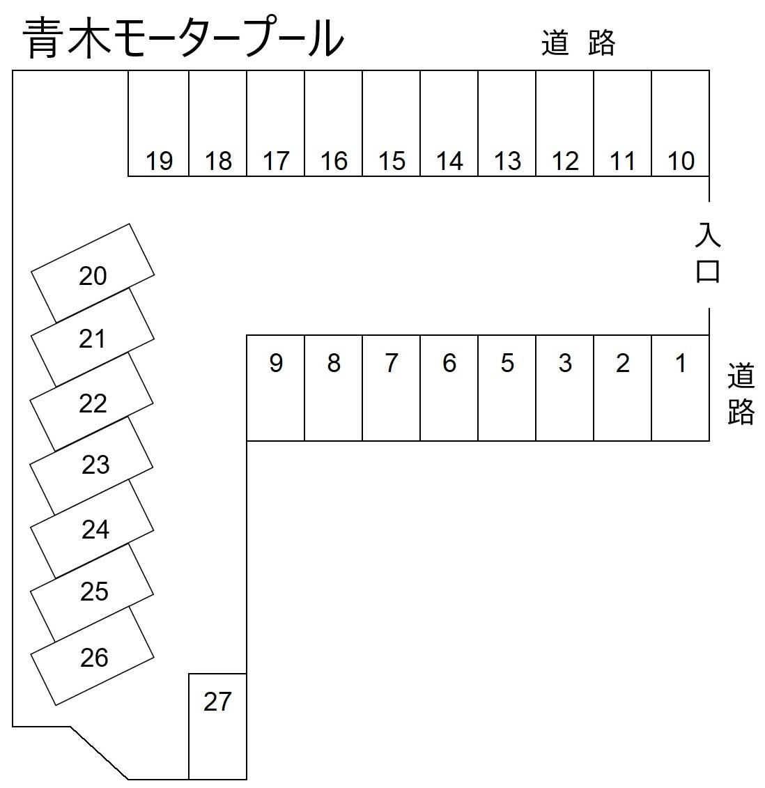 青木モータープールの駐車配置図