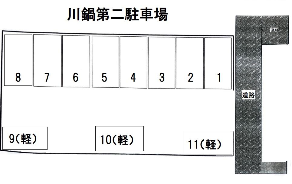 川鍋第二駐車場の駐車配置図