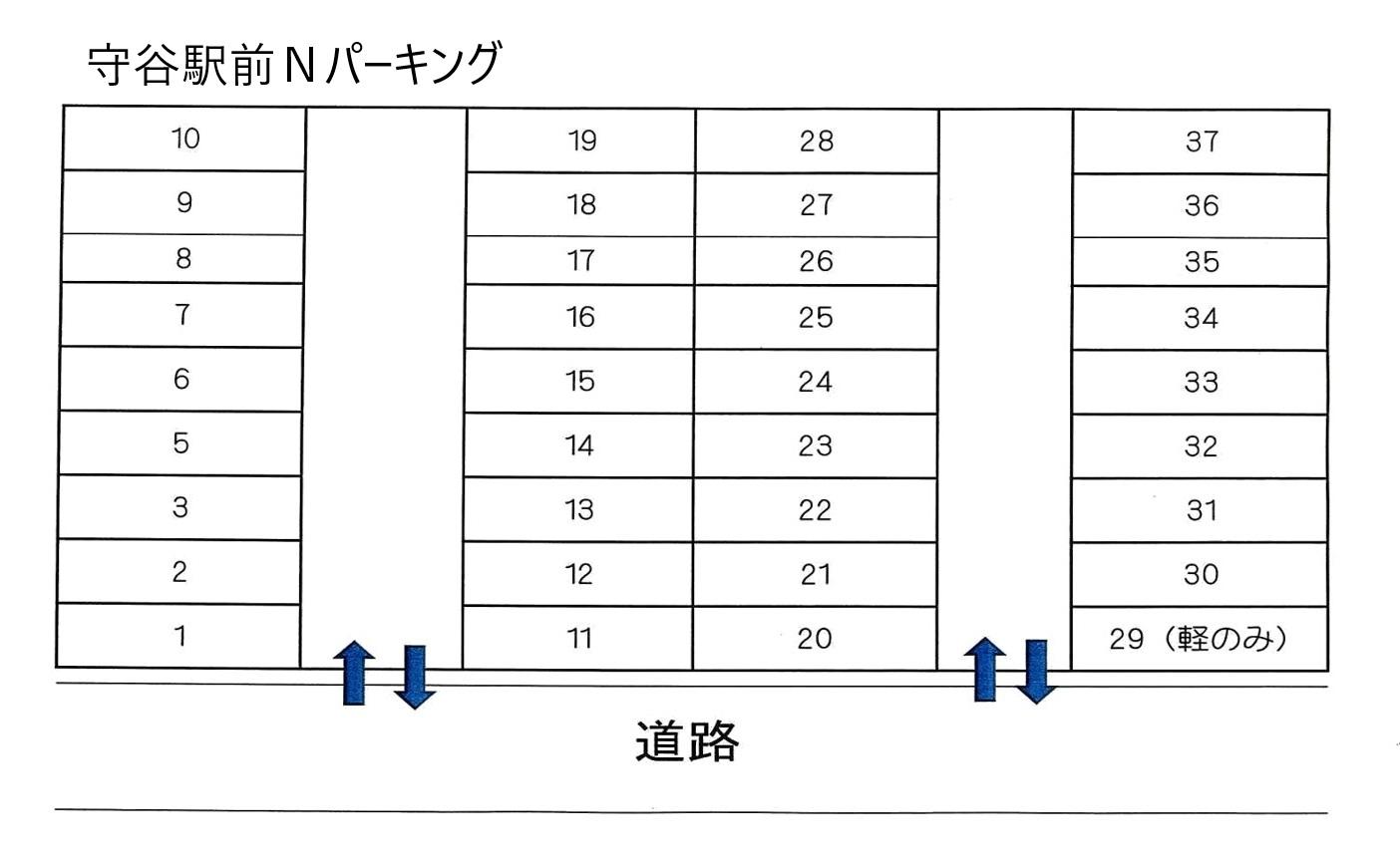 守谷駅前Nパーキングの駐車配置図
