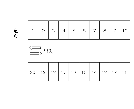 六条駐車場の駐車配置図