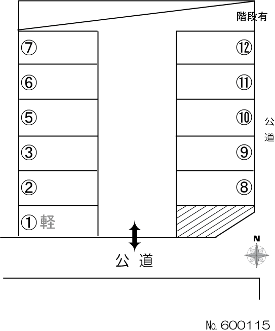 北原山町六田池(若杉)駐車場の駐車配置図