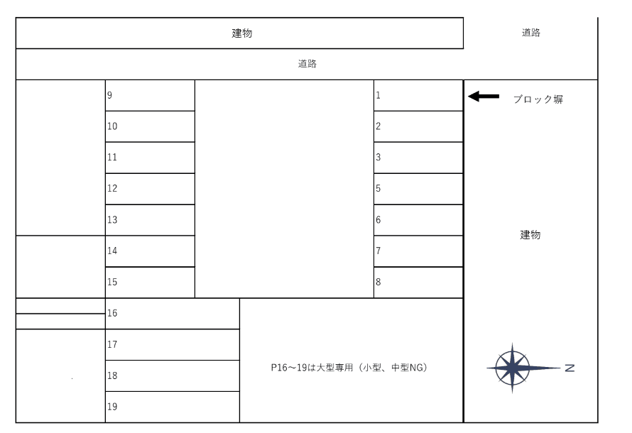 岩田月極駐車場の駐車配置図