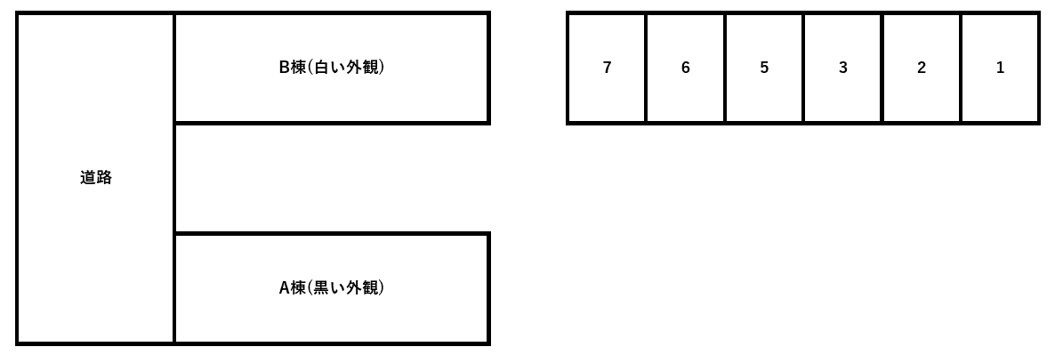 ドミール西初石A棟B棟の駐車配置図