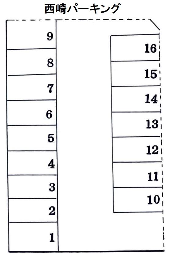 西崎パーキングの駐車配置図