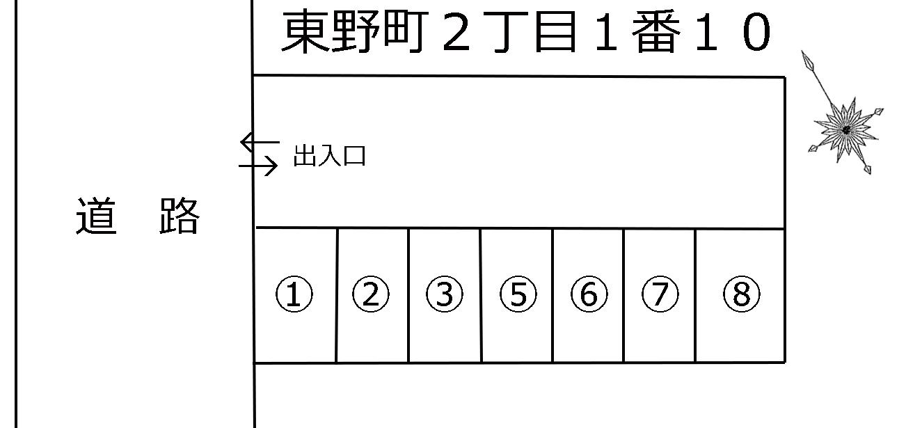 東野町2丁目1番10の駐車配置図
