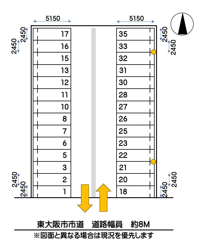 安井駐車場の駐車配置図