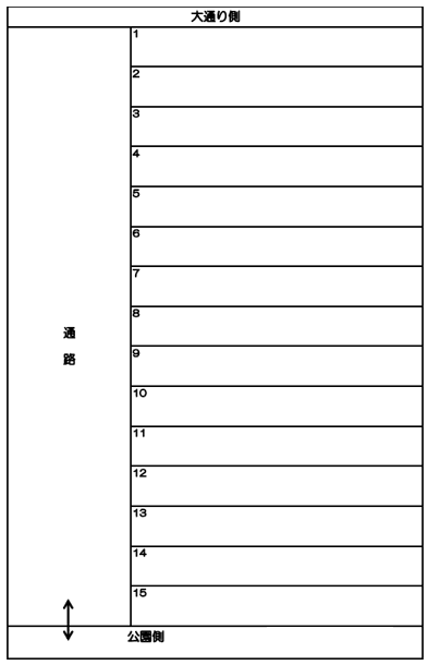 横川3丁目駐車場の駐車配置図