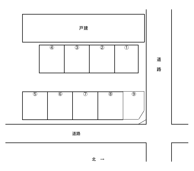 沼②月極駐車場の駐車配置図