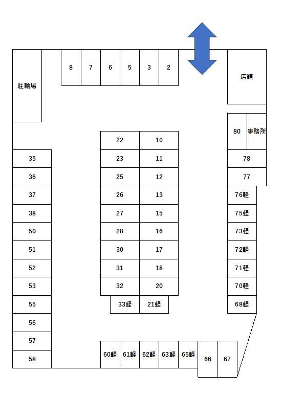 野洲駅北口駐車場の駐車配置図