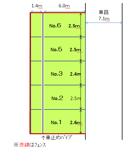 柏高柳駐車場の駐車配置図