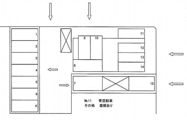 コーポコスモス駐車場の駐車配置図