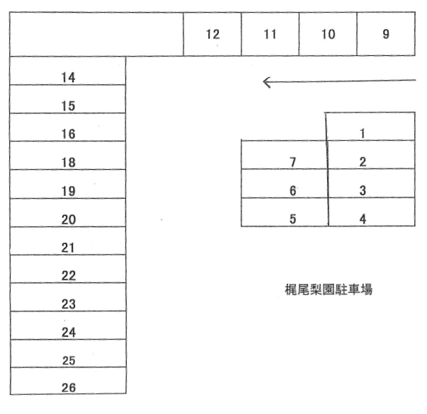 梶尾梨園駐車場の駐車配置図