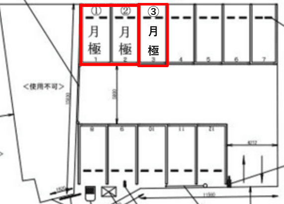 比叡山坂本駅前第3の駐車配置図