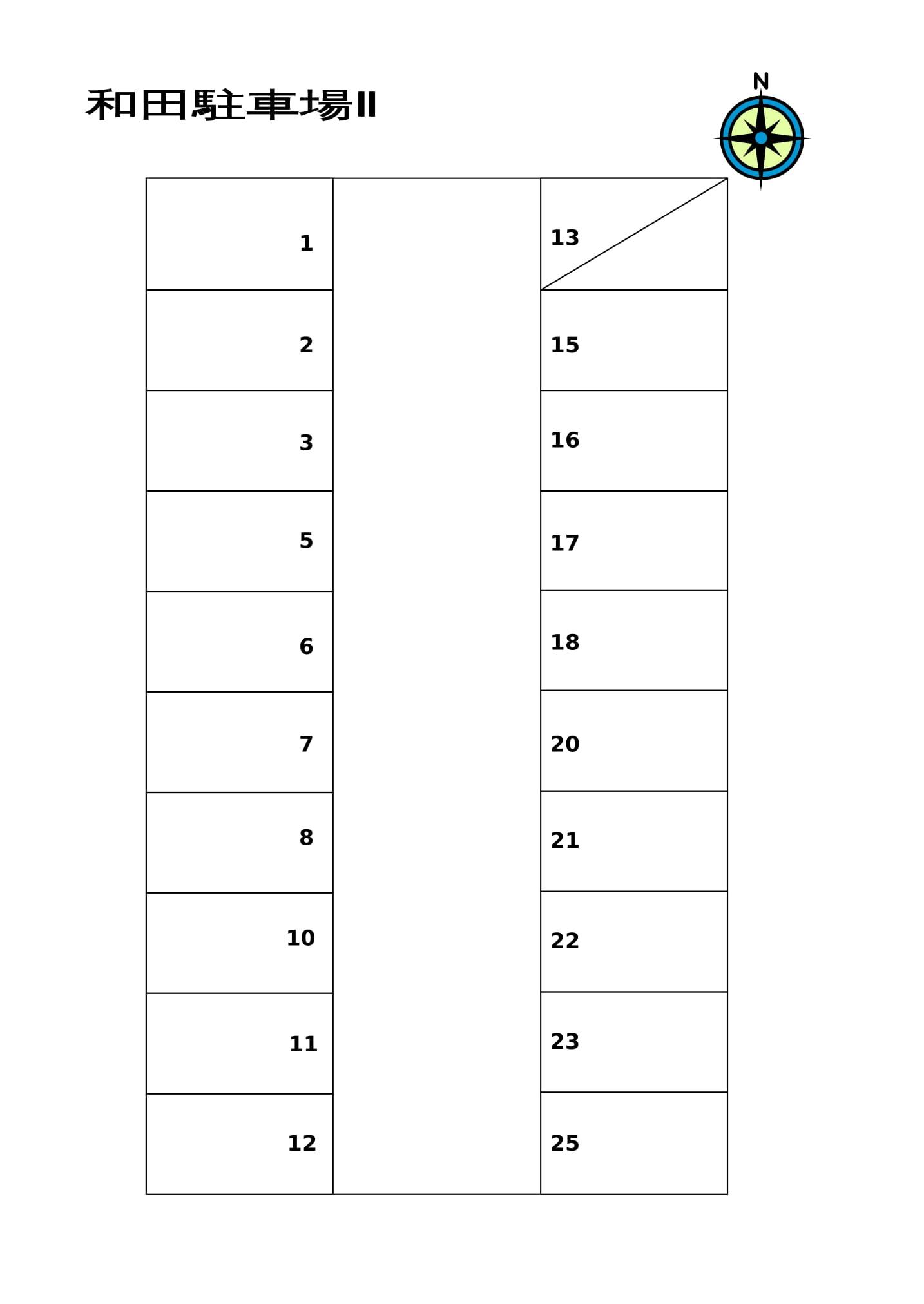 和田駐車場Ⅱの駐車配置図
