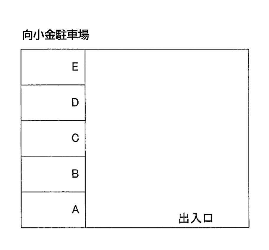 向小金駐車場の駐車配置図