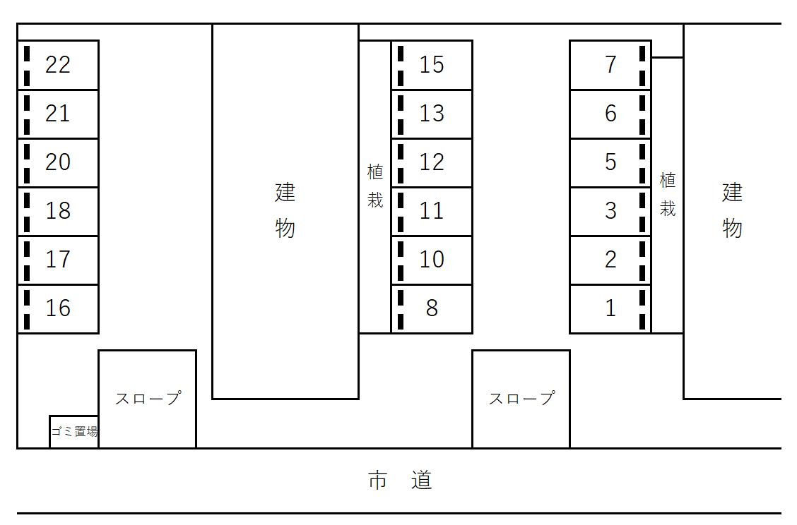 80052パークヒル押沢台Aの駐車配置図