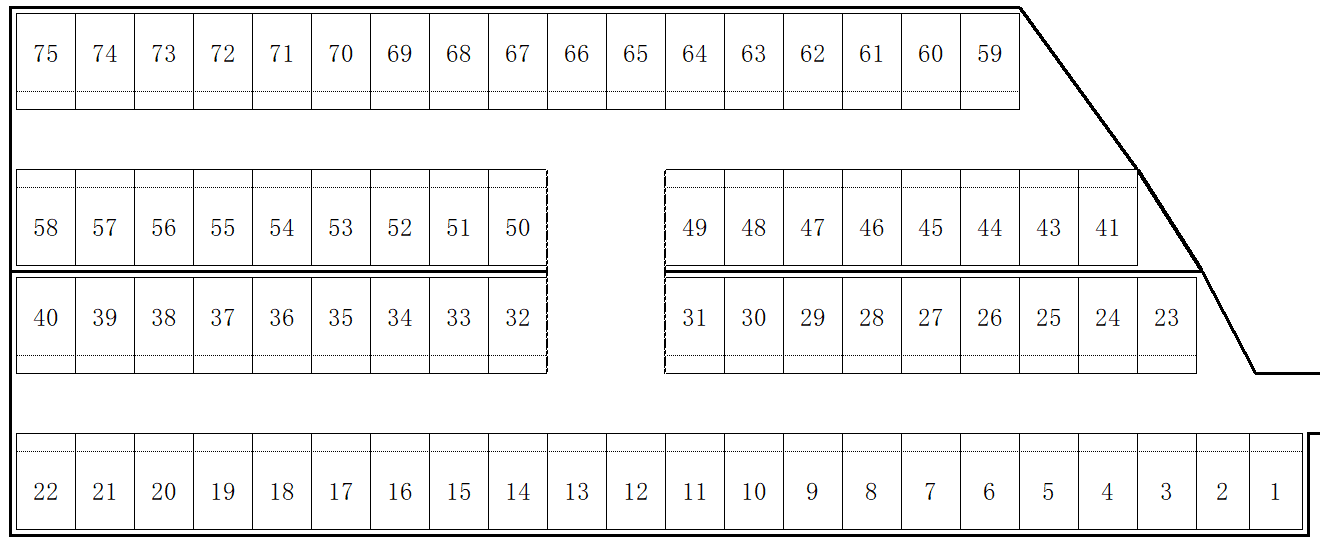 中新開駐車場の駐車配置図
