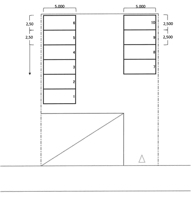 水谷東駐車場の駐車配置図