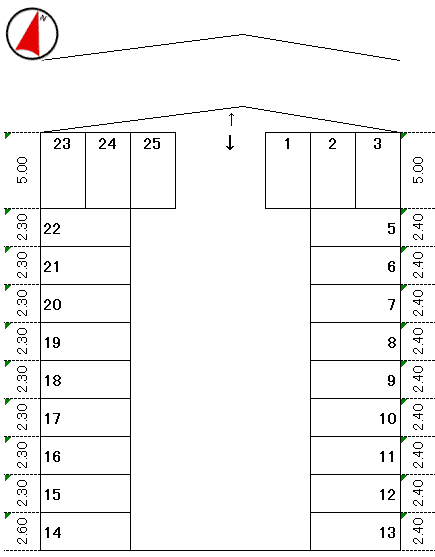 本間有料駐車場の駐車配置図