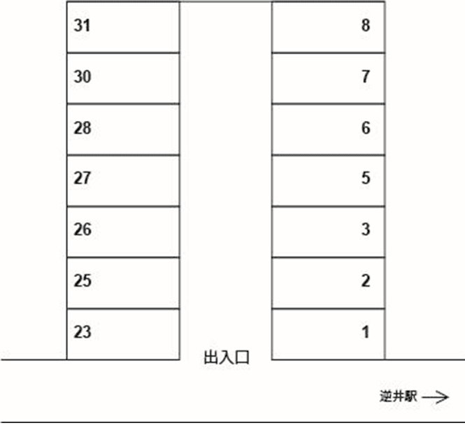 石橋第二駐車場の駐車配置図
