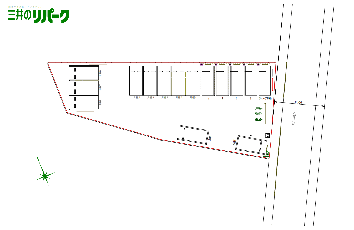 調布緑ケ丘1丁目の駐車配置図