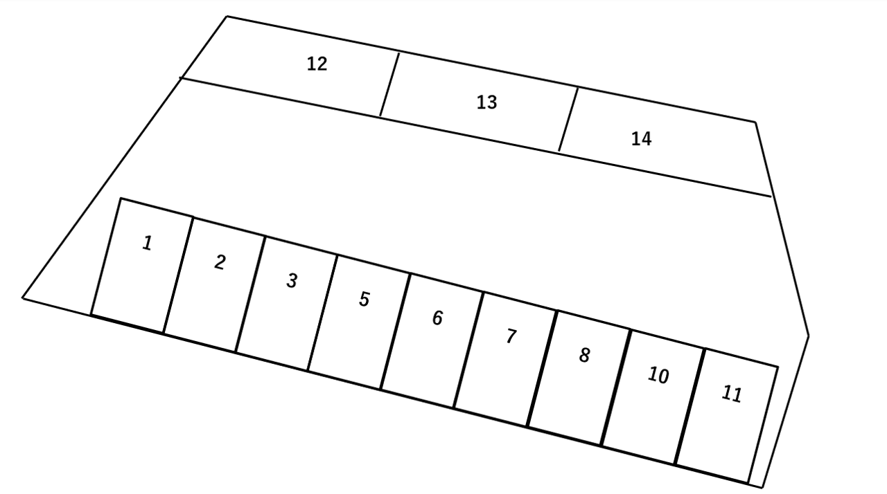 岡山第1ガレージの駐車配置図