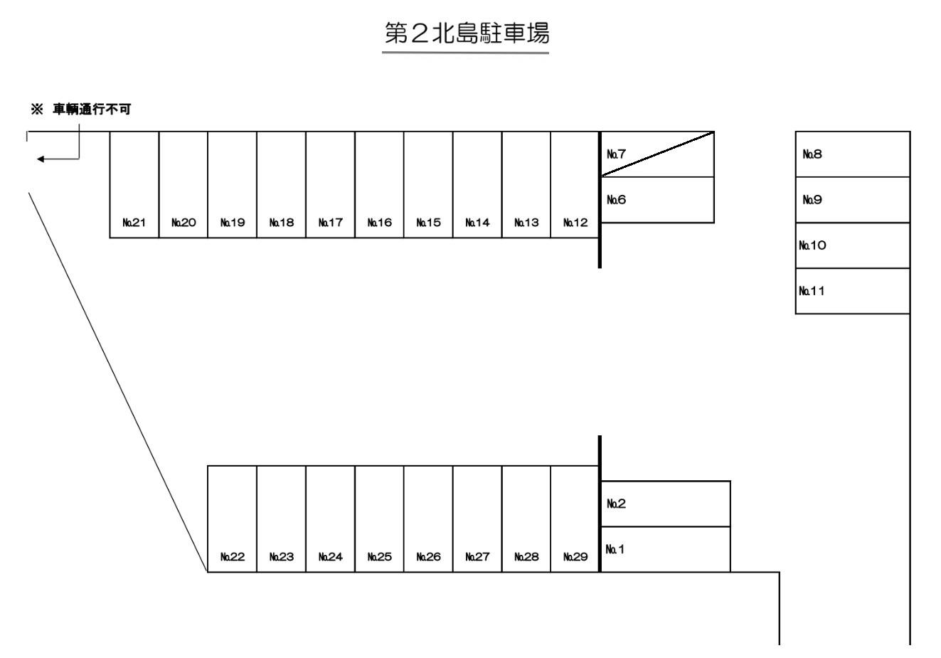第2北島駐車場の駐車配置図