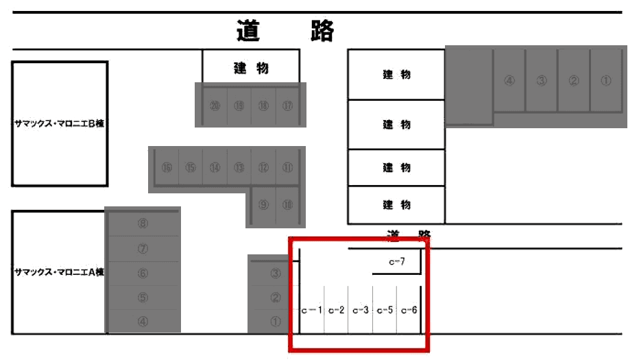 サマックス・マロニエ第2駐車場の駐車配置図