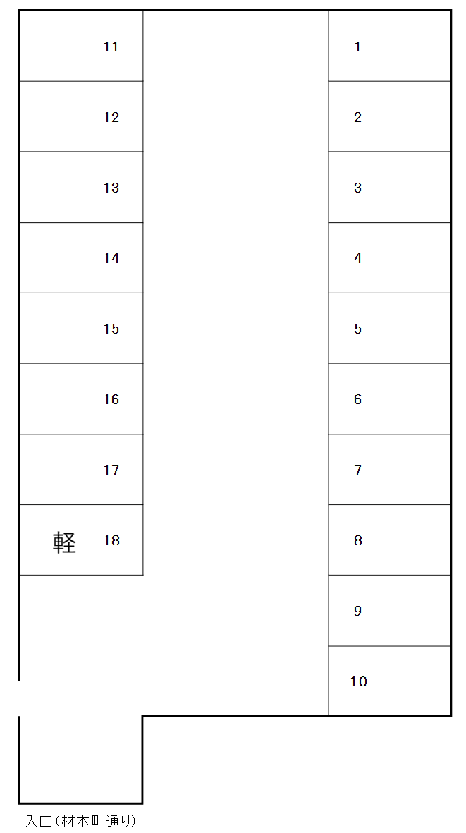 大寛2丁目月極駐車場の駐車配置図