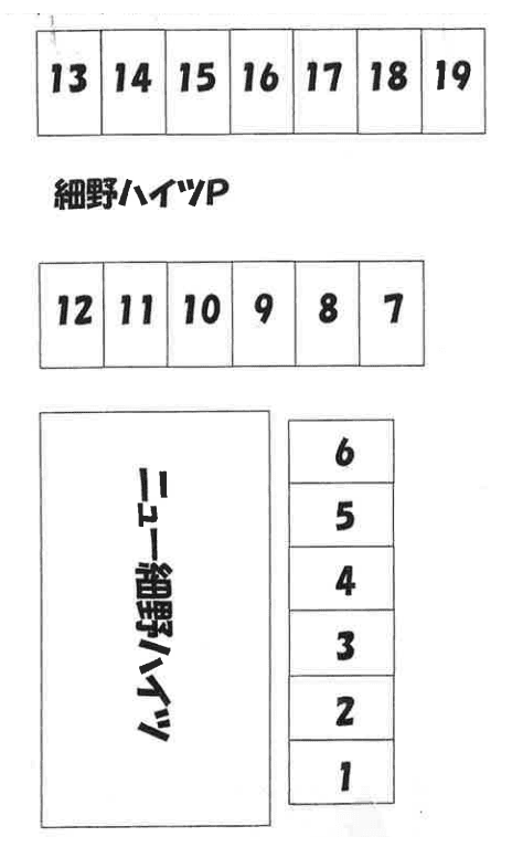 細野ハイツPの駐車配置図