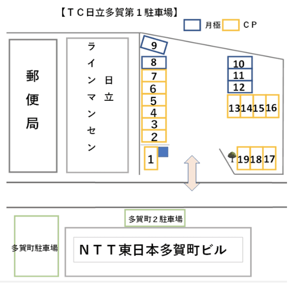 TC日立多賀第1駐車場の駐車配置図
