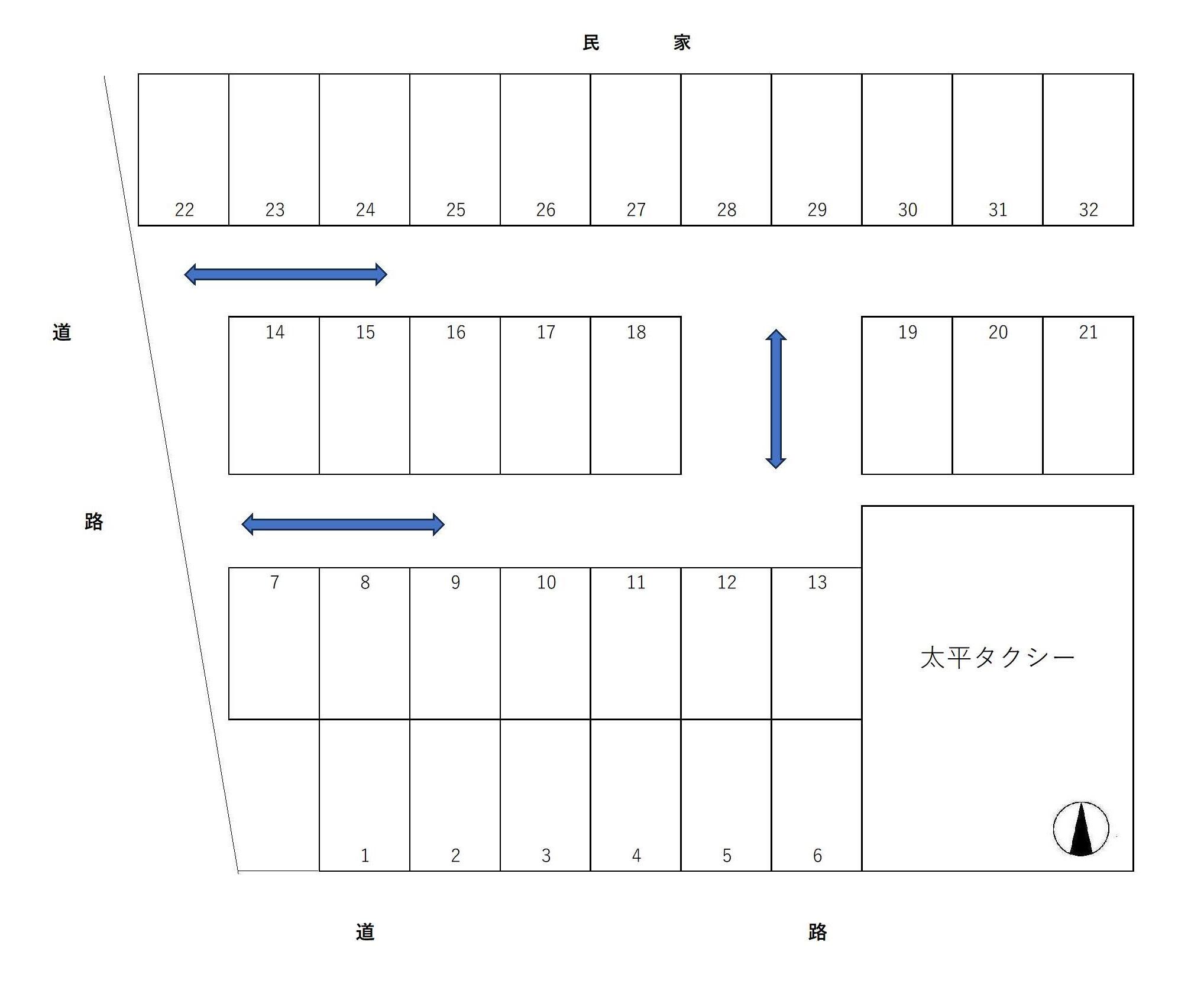 横井②甚目寺駅前駐車場の駐車配置図